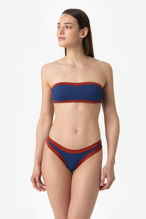 Sophie | Slip Brasiliano Bordato - Blu/Ruggine - donna - Raggianti
