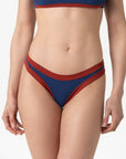 Sophie | Slip Brasiliano Bordato - Blu/Ruggine - donna - Raggianti
