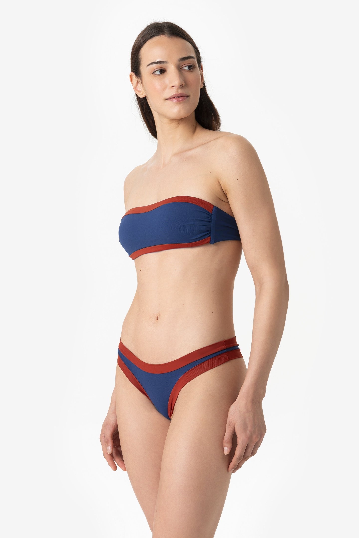 Sophie | Slip Brasiliano Bordato - Blu/Ruggine - donna - Raggianti