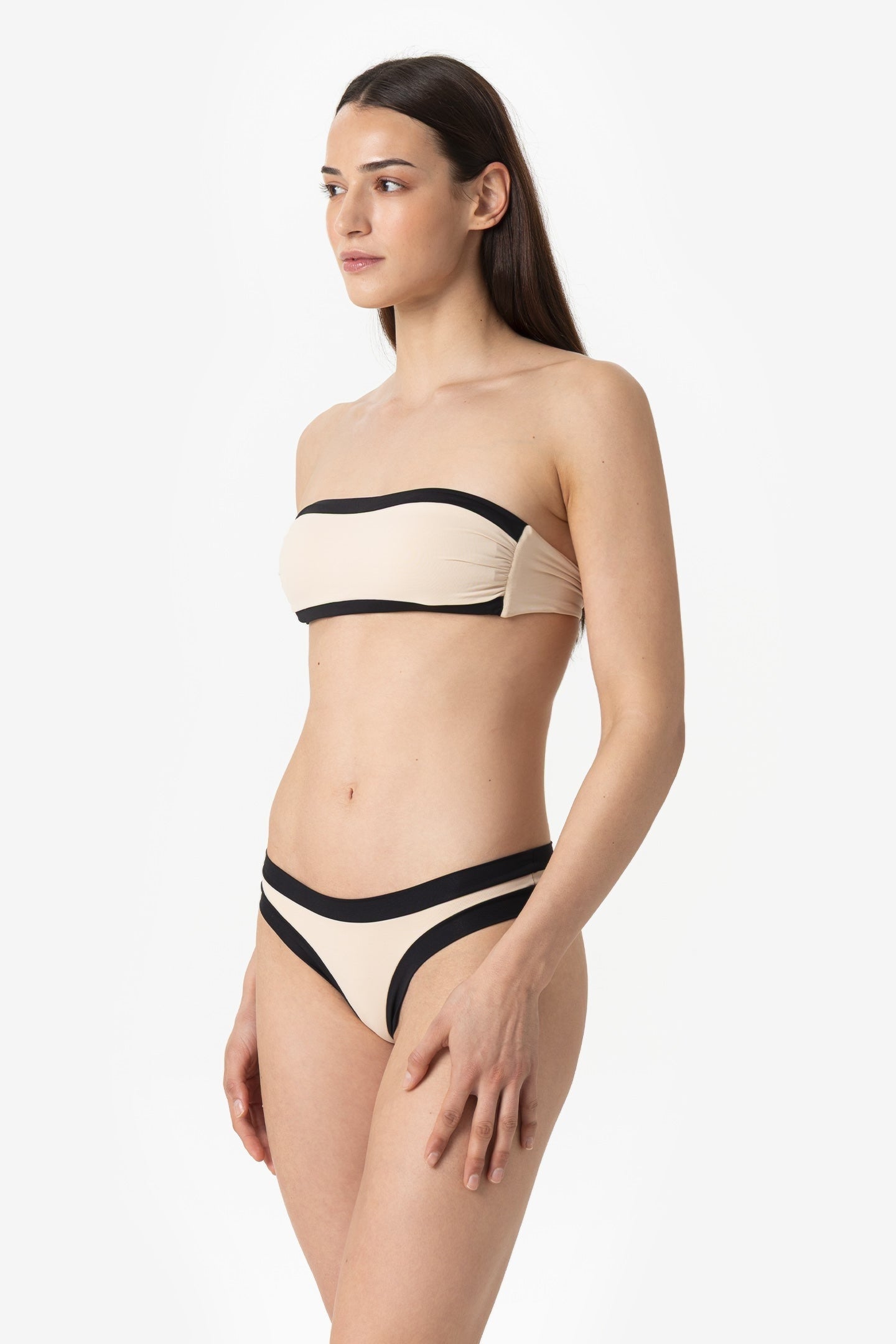 Sophie | Slip Brasiliano Bordato - Beige/Nero - donna - Raggianti