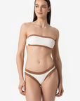 Sophie | Slip Brasiliano Bordato - Yougurt/Tabacco - donna - Raggianti
