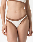 Sophie | Slip Brasiliano Bordato - Yougurt/Tabacco - donna - Raggianti