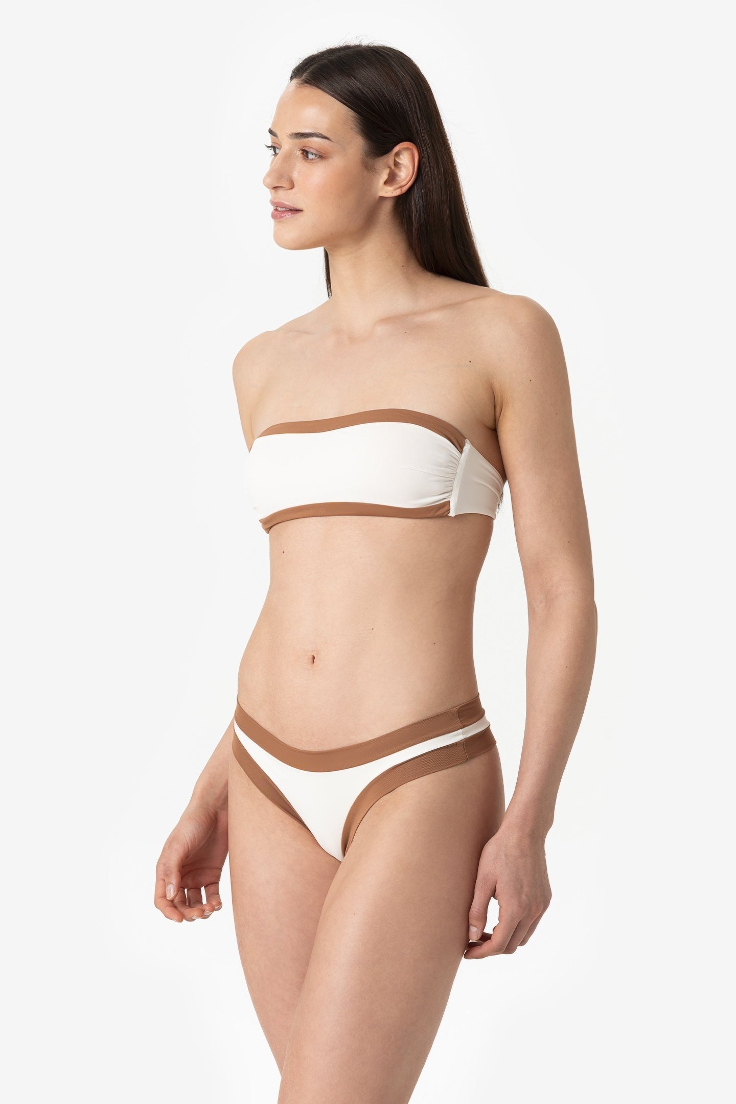 Sophie | Slip Brasiliano Bordato - Yougurt/Tabacco - donna - Raggianti