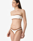 Sophie | Slip Brasiliano Bordato - Yougurt/Tabacco - donna - Raggianti