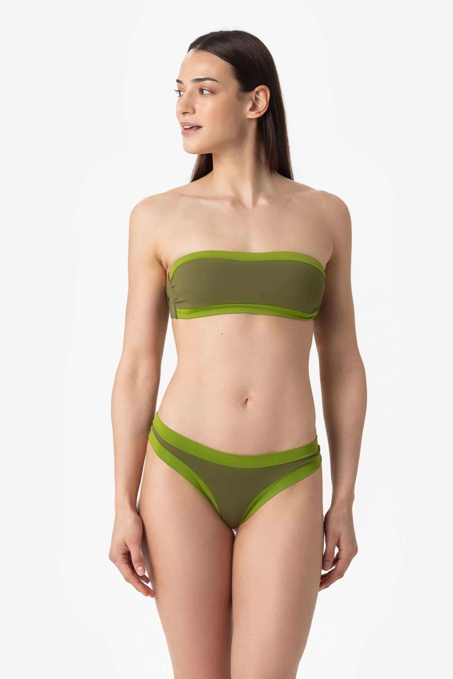 Sophie | Slip Brasiliano Bordato - Verde Militare/Verde - donna - Raggianti