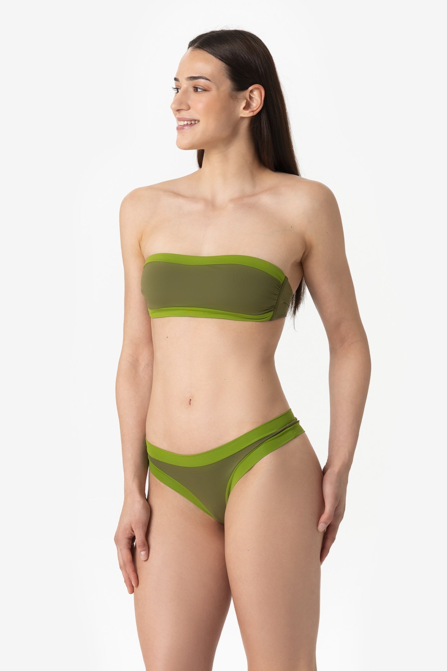 Sophie | Slip Brasiliano Bordato - Verde Militare/Verde - donna - Raggianti