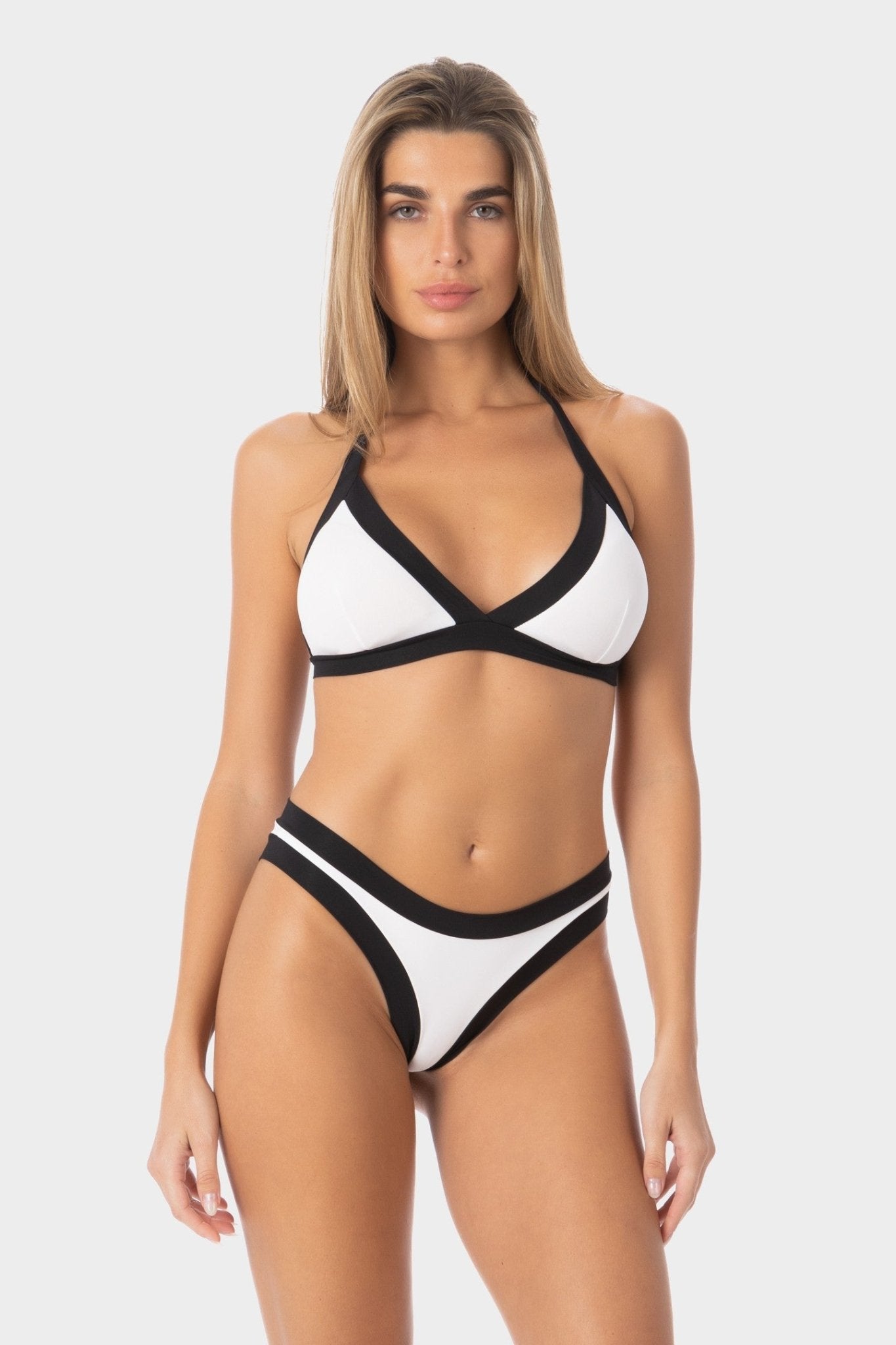 Layla | Slip Bikini a Vita Bassa Bordato - Bianco/Nero - donna - Raggianti