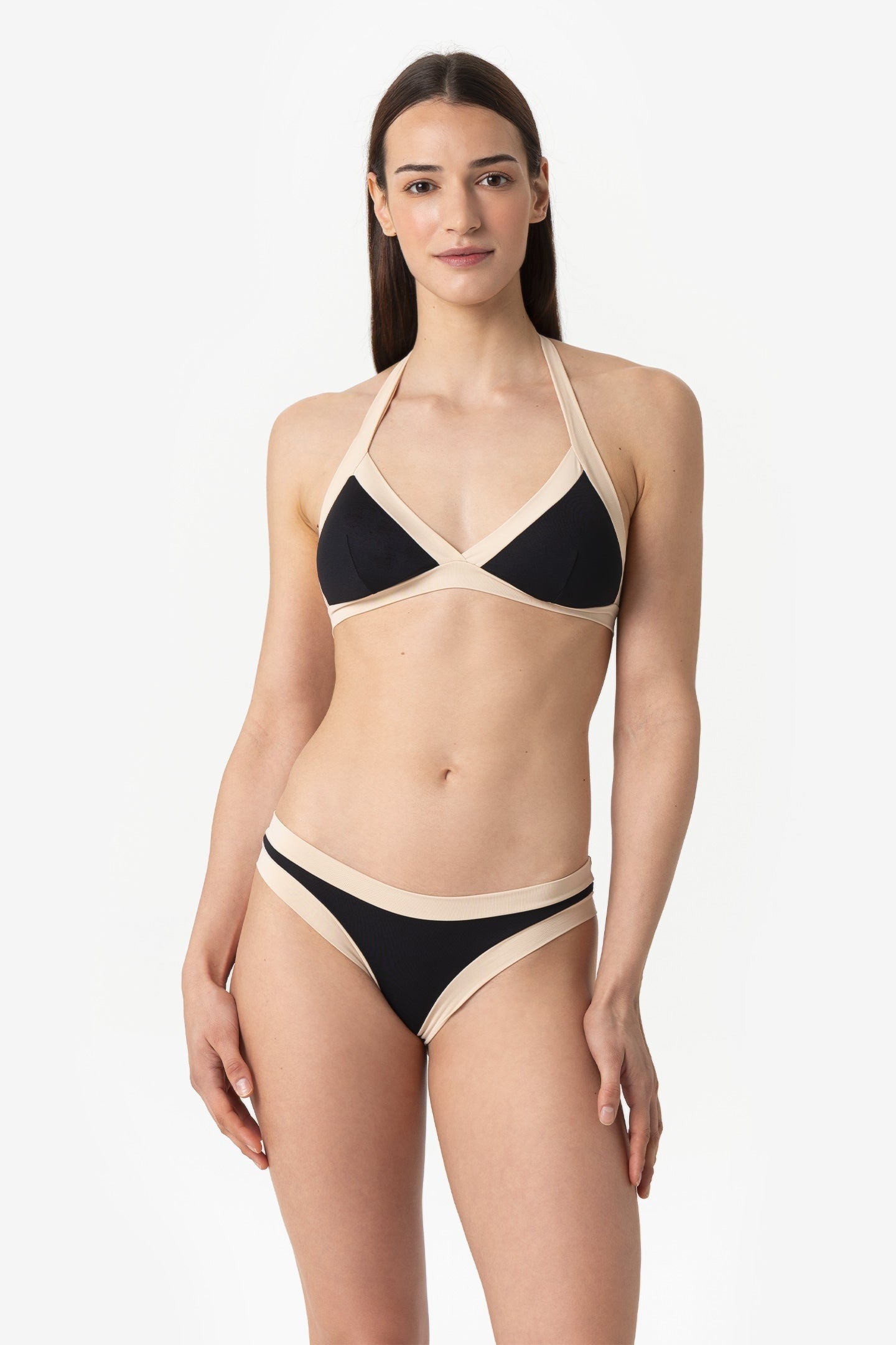 Layla | Slip Vita Bassa Bordato - Nero/Beige - donna - Raggianti