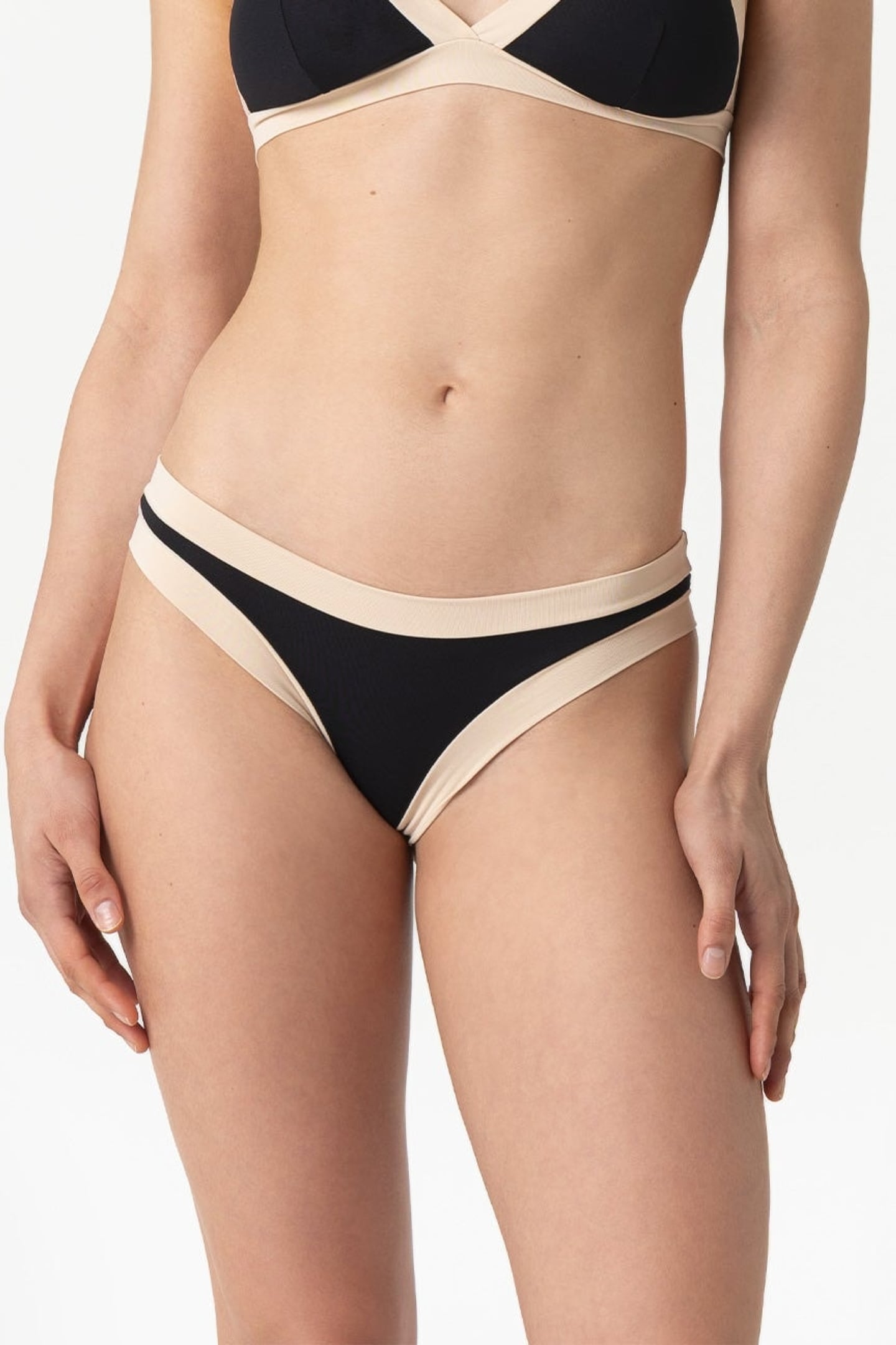 Layla | Slip Vita Bassa Bordato - Nero/Beige - donna - Raggianti