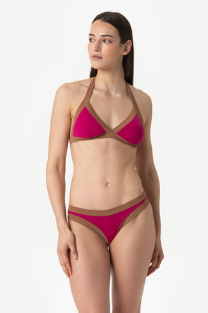 Layla | Slip Vita Bassa Bordato - Magenta/Tabacco - donna - Raggianti