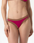 Layla | Slip Vita Bassa Bordato - Magenta/Tabacco - donna - Raggianti
