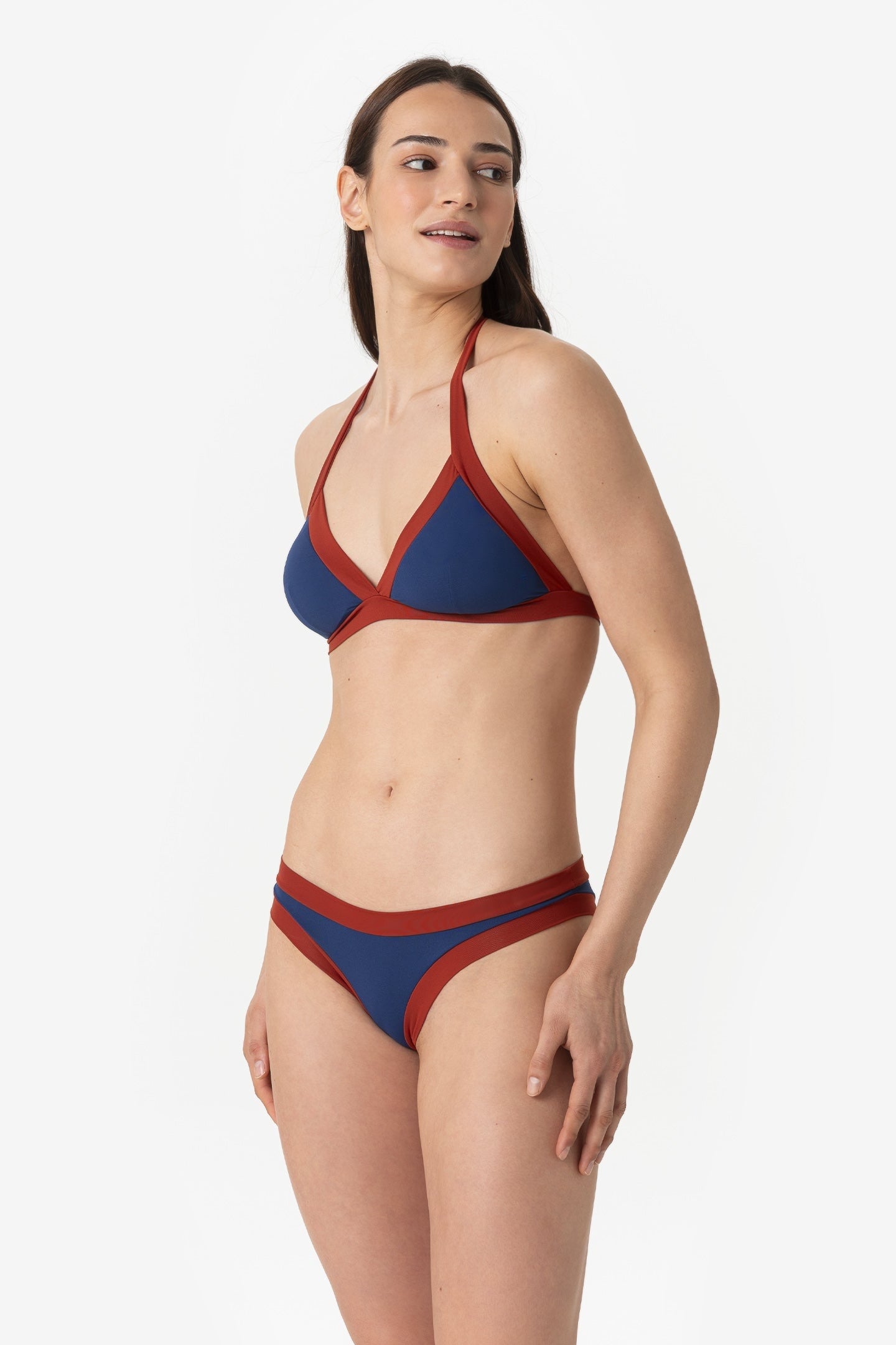 Layla | Slip Vita Bassa Bordato - Blu/Ruggine - donna - Raggianti