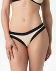 Layla | Slip Vita Bassa Bordato - Beige/Nero - donna - Raggianti