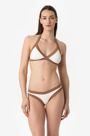 Layla | Slip Vita Bassa Bordato - Yougurt/Tabacco - donna - Raggianti