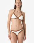 Layla | Slip Vita Bassa Bordato - Yougurt/Tabacco - donna - Raggianti