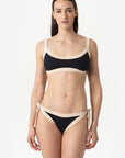 Elettra | Slip Annodato Bordato - Nero/Beige - donna - Raggianti