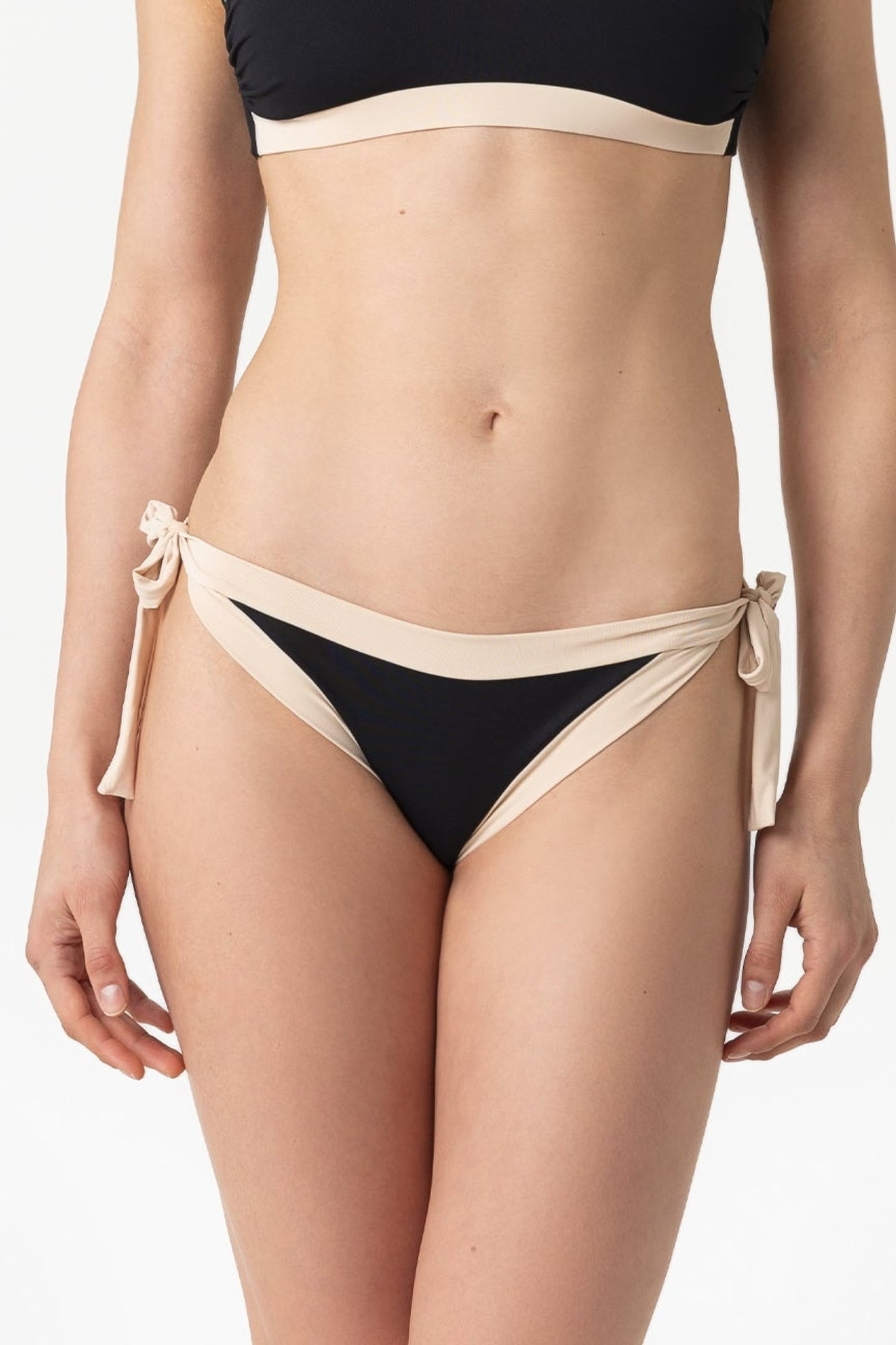 Elettra | Slip Annodato Bordato - Nero/Beige - donna - Raggianti