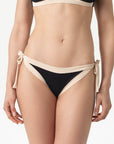 Elettra | Slip Annodato Bordato - Nero/Beige - donna - Raggianti