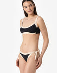 Elettra | Slip Annodato Bordato - Nero/Beige - donna - Raggianti