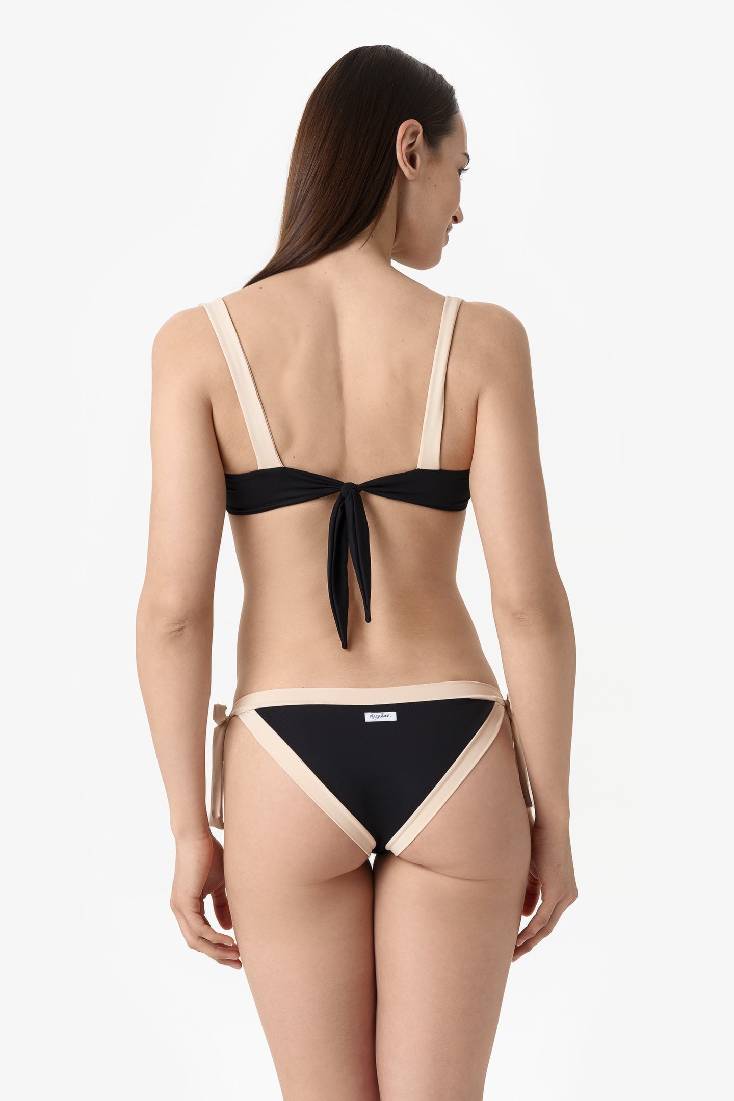 Elettra | Slip Annodato Bordato - Nero/Beige - donna - Raggianti