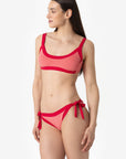 Elettra | Slip Annodato Bordato - Rosa/Rosso - donna - Raggianti