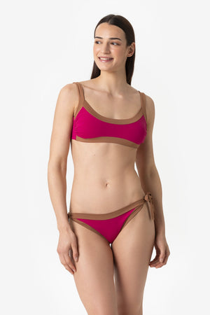 Elettra | Slip Annodato Bordato - Magenta/Tabacco - donna - Raggianti