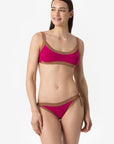 Elettra | Slip Annodato Bordato - Magenta/Tabacco - donna - Raggianti