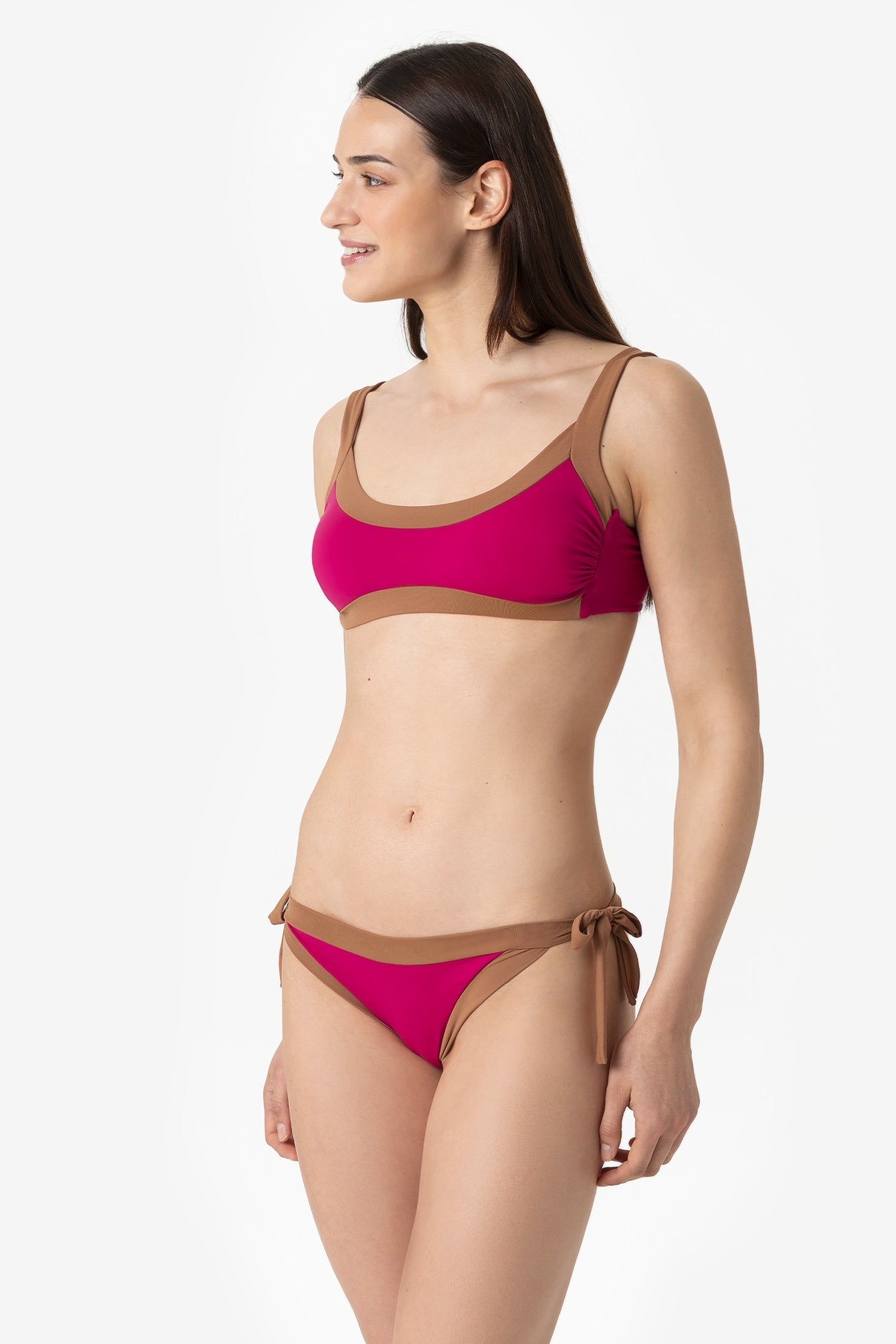 Elettra | Slip Annodato Bordato - Magenta/Tabacco - donna - Raggianti