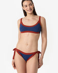 Elettra | Slip Annodato Bordato - Blu/Ruggine - donna - Raggianti