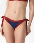 Elettra | Slip Annodato Bordato - Blu/Ruggine - donna - Raggianti