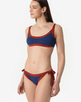 Elettra | Slip Annodato Bordato - Blu/Ruggine - donna - Raggianti