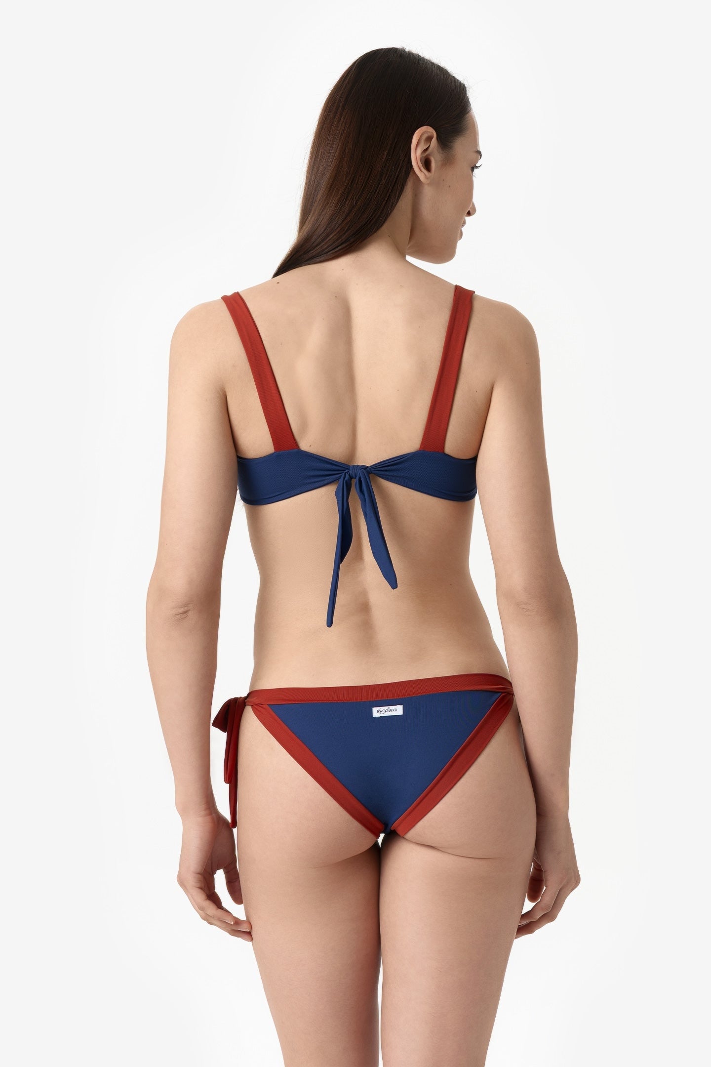 Elettra | Slip Annodato Bordato - Blu/Ruggine - donna - Raggianti