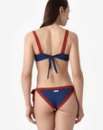 Elettra | Slip Annodato Bordato - Blu/Ruggine - donna - Raggianti
