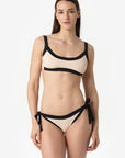 Elettra | Slip Annodato Bordato - Beige/Nero - donna - Raggianti