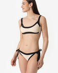 Elettra | Slip Annodato Bordato - Beige/Nero - donna - Raggianti