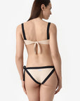 Elettra | Slip Annodato Bordato - Beige/Nero - donna - Raggianti