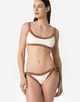 Elettra | Slip Annodato Bordato - Yougurt/Tabacco - donna - Raggianti