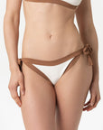 Elettra | Slip Annodato Bordato - Yougurt/Tabacco - donna - Raggianti