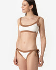 Elettra | Slip Annodato Bordato - Yougurt/Tabacco - donna - Raggianti