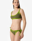 Elettra | Slip Annodato Bordato - Verde Militare/Verde - donna - Raggianti