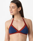 Chloe | Base Fissa Bordato Con Coppe - Blu/Ruggine - donna - Raggianti