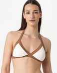 Chloe | Base Fissa Bordato Con Coppe - Yougurt/Tabacco - donna - Raggianti