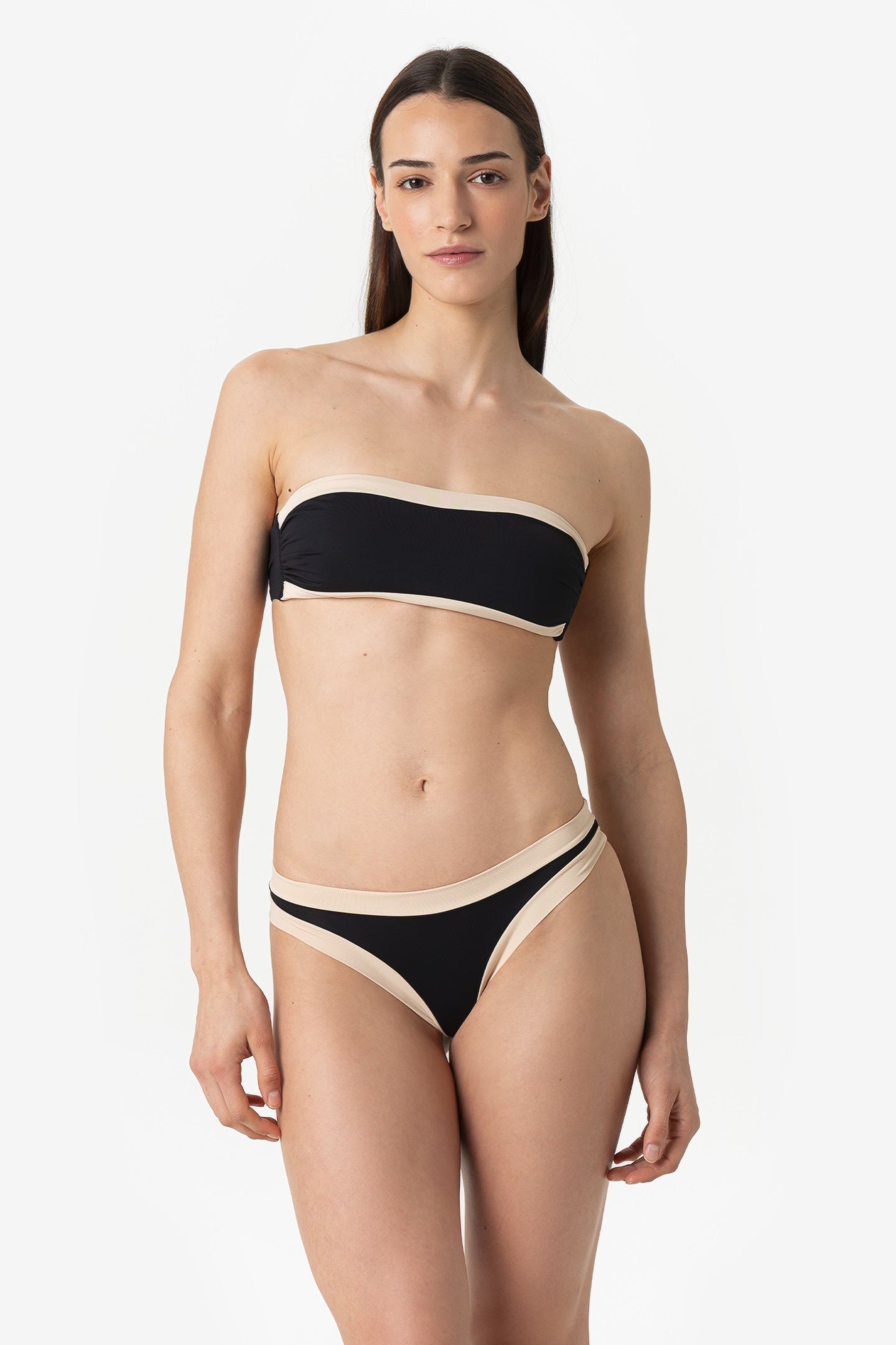 Bianca | Fascia Bordata Con Coppe - Nero/Beige - donna - Raggianti