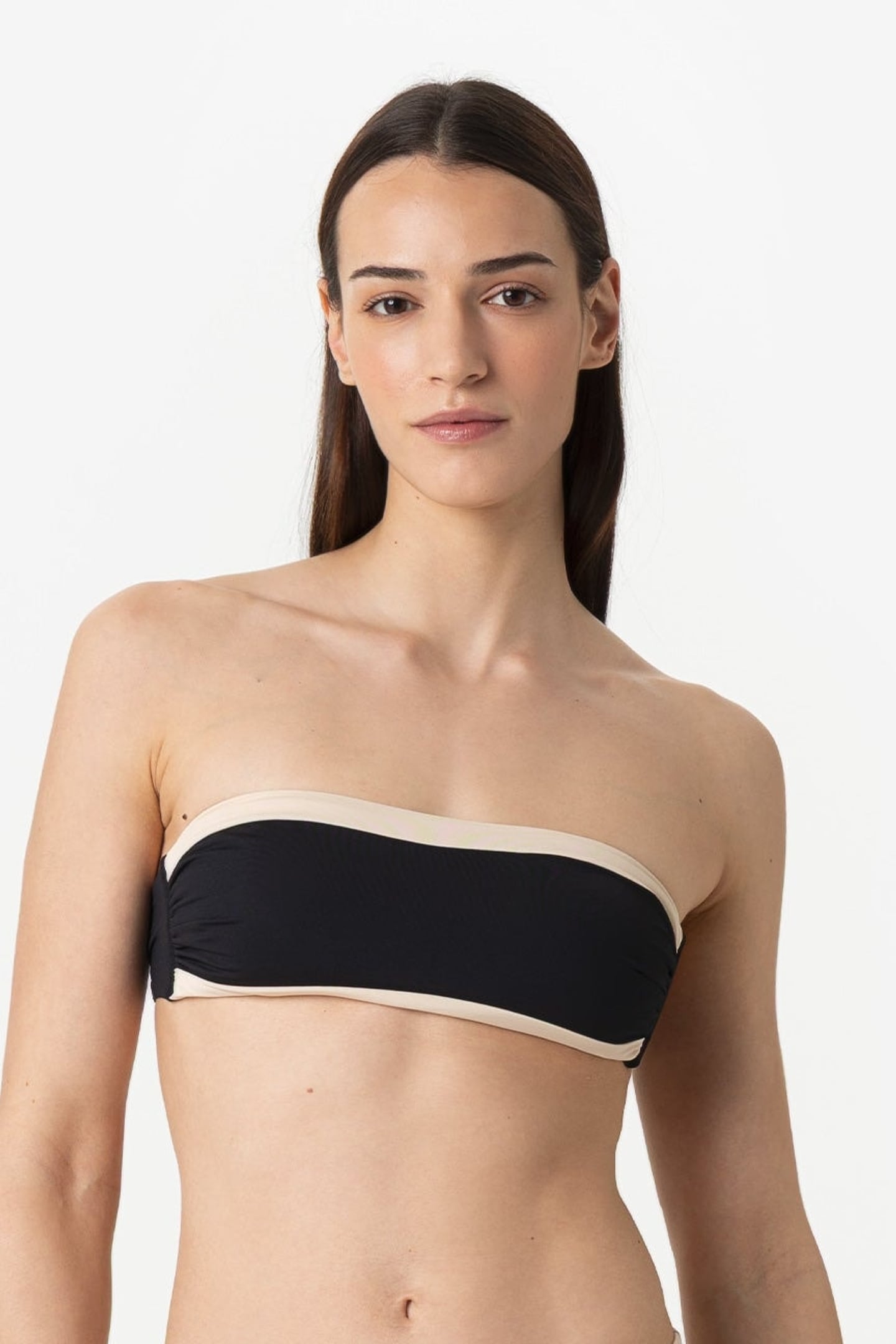 Bianca | Fascia Bordata Con Coppe - Nero/Beige - donna - Raggianti