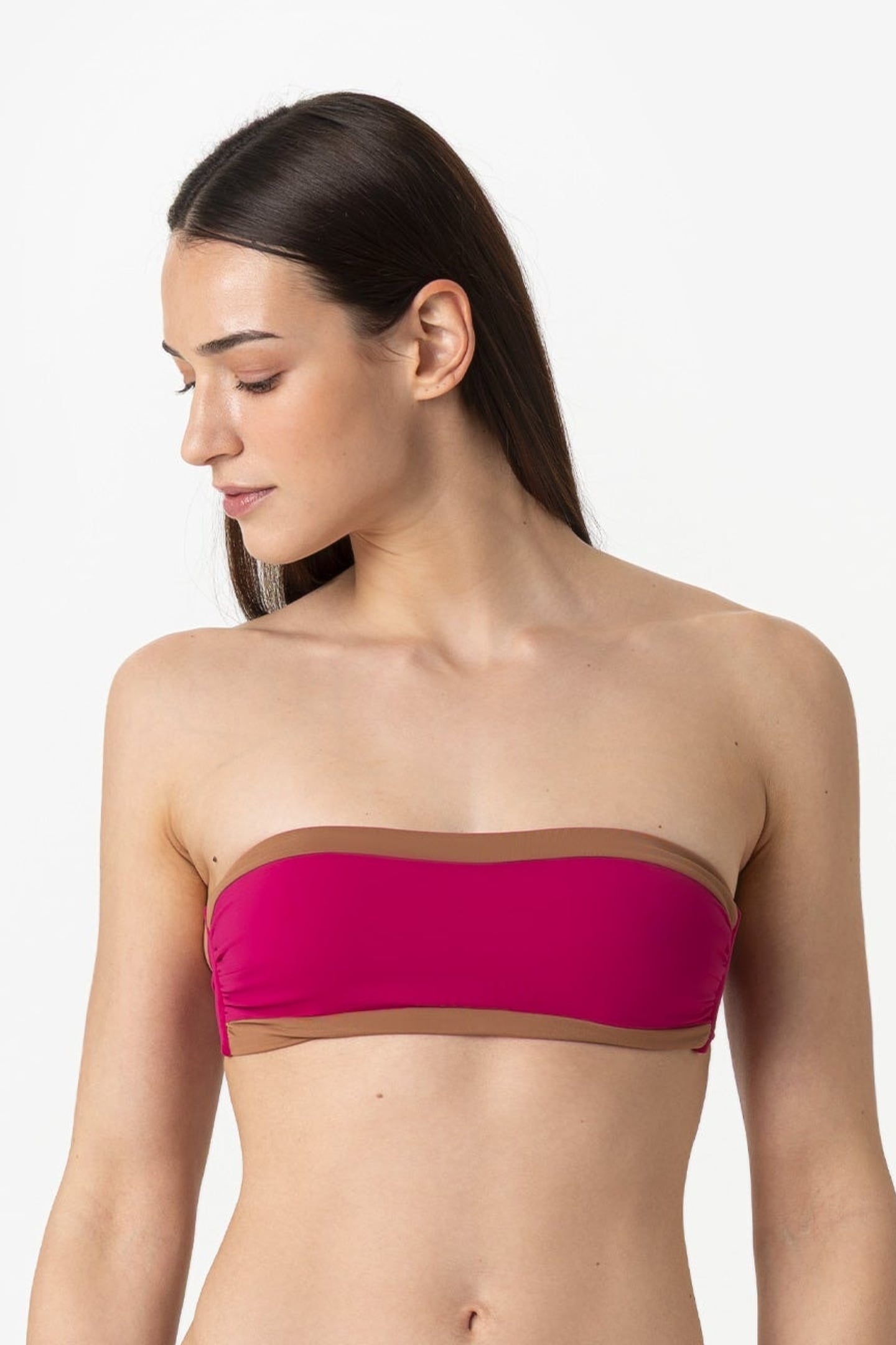 Bianca | Fascia Bordata Con Coppe - Magenta/Tabacco - donna - Raggianti