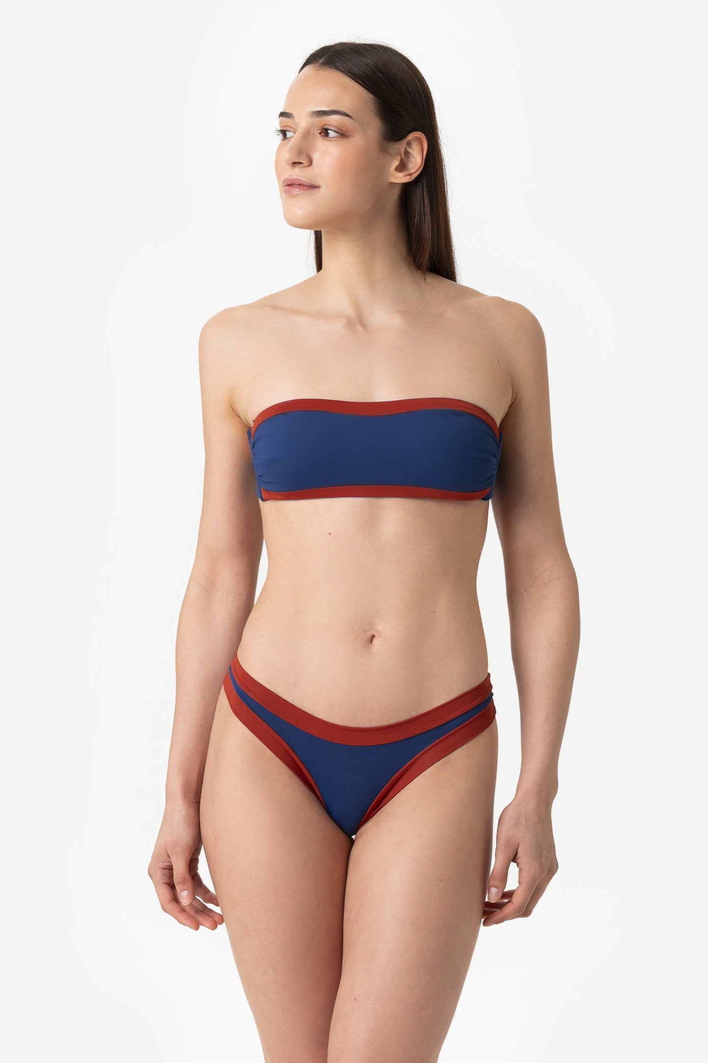 Bianca | Fascia Bordata Con Coppe - Blu/Ruggine - donna - Raggianti