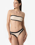 Bianca | Fascia Bordata Con Coppe - Beige/Nero - donna - Raggianti