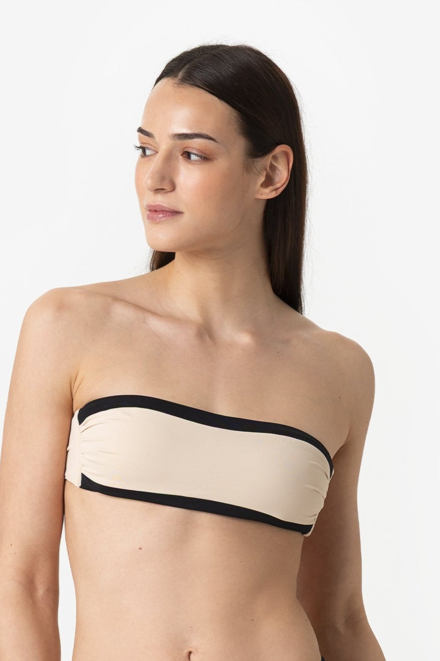 Bianca | Fascia Bordata Con Coppe - Beige/Nero - donna - Raggianti
