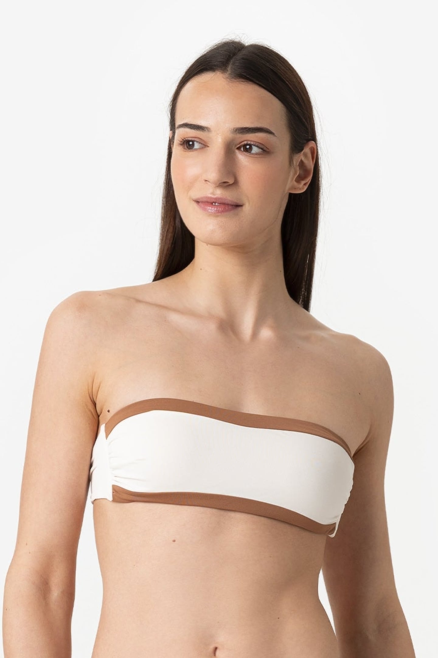 Bianca | Fascia Bordata Con Coppe - Yougurt/Tabacco - donna - Raggianti