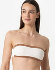 Bianca | Fascia Bordata Con Coppe - Yougurt/Tabacco - donna - Raggianti